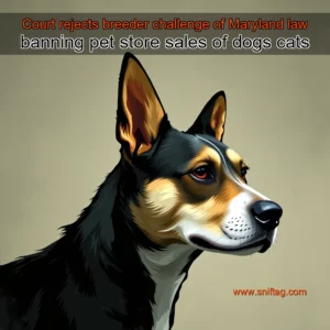 Artistic representation for Court rejects breeder challenge of Maryland law banning pet store sales of dogs cats