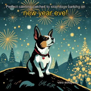 Artistic representation for Perfect calming patches to stop dogs barking on new year eve!