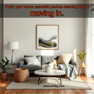 Artistic representation for Purify your home: essential pet-free cleaning before moving in.