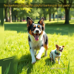 Artistic representation for No barking mad, just playful barking in the park!